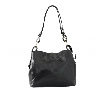 Geanta dama din piele naturala vachetta, neagra,P160