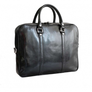 Geanta dama pentru laptop din piele naturala, neagra, S142