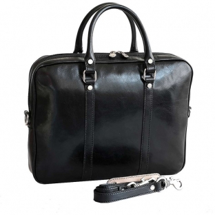 Geanta dama pentru laptop din piele naturala, neagra, S142