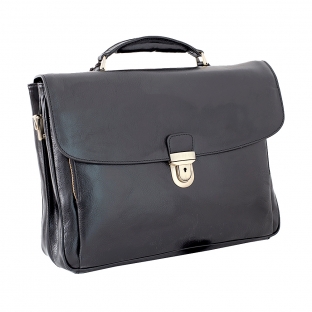 Geanta laptop din piele naturala vachetta, neagra, S163