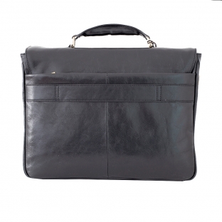 Geanta laptop din piele naturala vachetta, neagra, S163