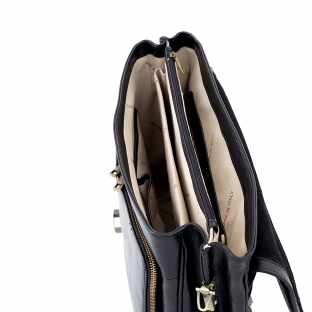 Geanta laptop din piele naturala vachetta, neagra, S163
