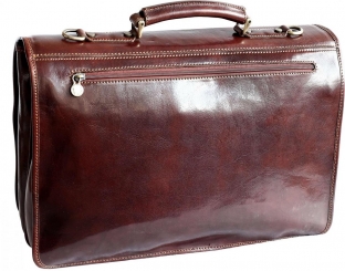 Geanta laptop din piele naturala vachetta, coniac, S122A