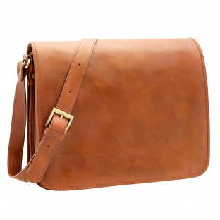 Geanta messenger port laptop din piele naturala vachetta, mi
