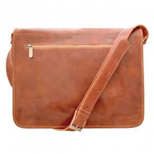Geanta messenger port laptop din piele naturala vachetta, mi