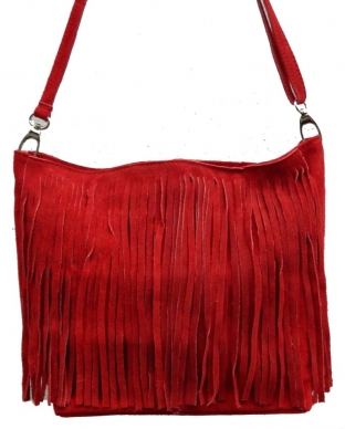Geanta piele intoarsa Denice Red