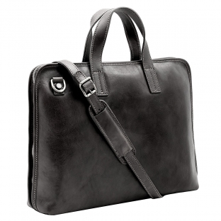 Geanta portlaptop din piele naturala vachetta, neagra, S4453
