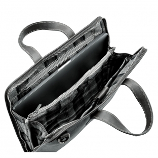 Geanta portlaptop din piele naturala vachetta, neagra, S4453