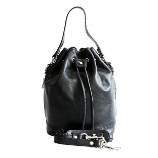 Geanta sac de dama din piele naturala,neagra, P134