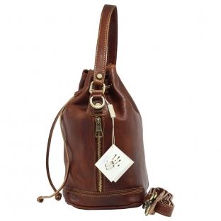 Geanta sac de dama din piele naturala,coniac, P134A