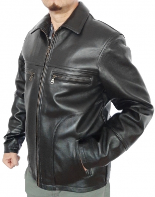 Jacheta barbati din piele SB27-Negru