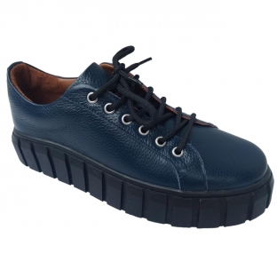PANTOFI DAMA VDM064 din piele naturala bizonata albastra