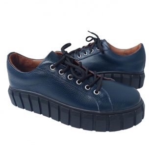 PANTOFI DAMA VDM064 din piele naturala bizonata albastra