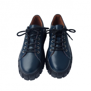 PANTOFI DAMA VDM064 din piele naturala bizonata albastra