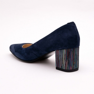 Pantofi Bleumarin cu Toc Gros 0759