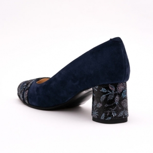 Pantofi Bleumarin cu Toc Gros 0765