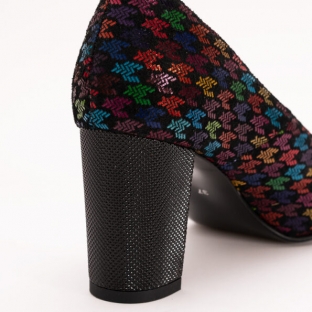 Pantofi Multicolori cu Toc Gros 1128