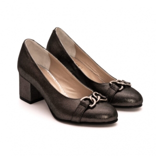 Pantofi dama piele Negri cu Toc Gros 1344