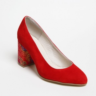 Pantofi Rosii cu Toc Gros 0336