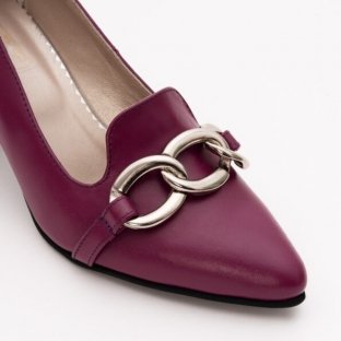 Pantofi dama piele Violet cu Toc Gros 1316
