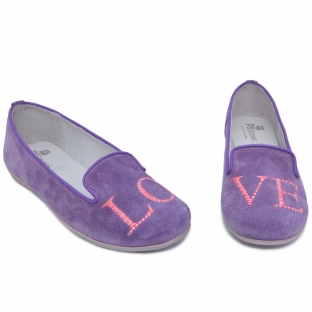 Pantofi balerini fete din piele Angel mov