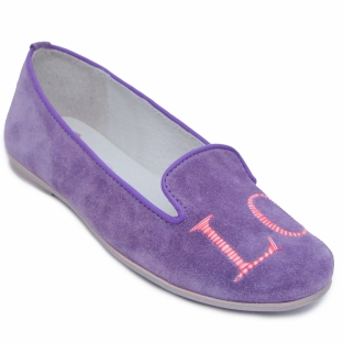 Pantofi balerini fete din piele Angel mov