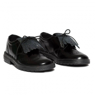 Pantofi fete din piele naturala Voque negru gliter