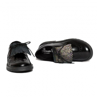 Pantofi fete din piele naturala Voque negru gliter