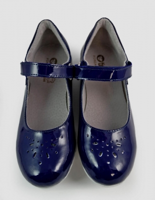 Pantofi fete din piele naturala bleumarin cu bareta 1862