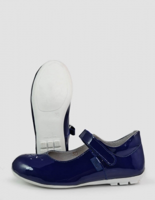 Pantofi fete din piele naturala bleumarin cu bareta 1862