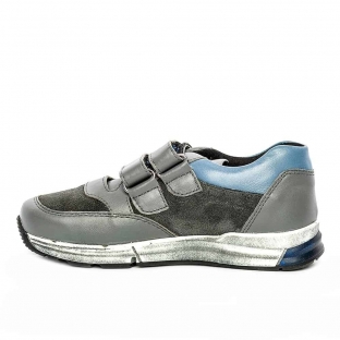 Pantofi sport din piele pentru copii Horia Gri Blu 1201