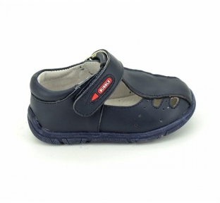Pantofiori decupati din piele naturala bleumarin A2411