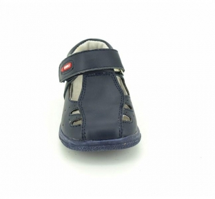 Pantofiori decupati din piele naturala bleumarin A2411