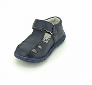Pantofiori decupati din piele naturala bleumarin A2411