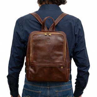 Rucsac barbati din piele naturala vachetta, bordo, R135D