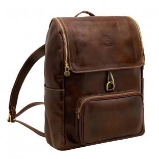 Rucsac barbati din piele naturala pentru laptop, maro,R5568B