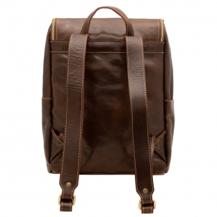 Rucsac barbati din piele naturala pentru laptop, maro,R5568B