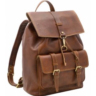 Rucsac barbati din piele naturala vachetta, coniac, R134A