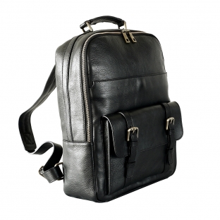 Rucsac barbati pentru laptop din piele naturala,negru. R126