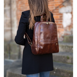 Rucsac dama din piele naturala vachetta, bordo, DR135D