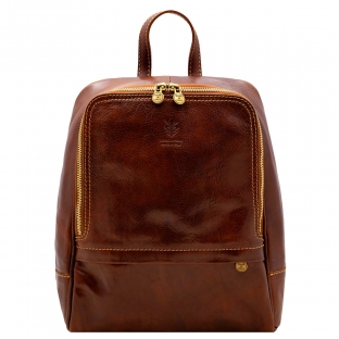 Rucsac dama din piele naturala vachetta, coniac, DR135A