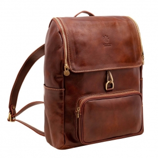 Rucsac dama pentru laptop din piele naturala, coniac, DR5568