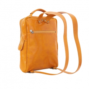 Rucsac din piele naturala vachetta, portlaptop, galben, R106