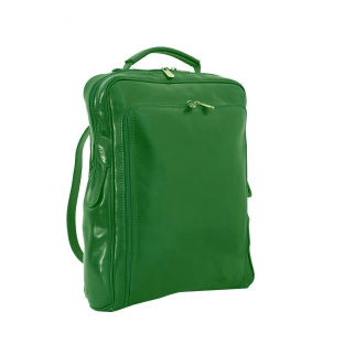 Rucsac din piele naturala vachetta, portlaptop, verde, R106V