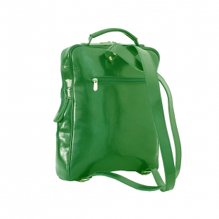 Rucsac din piele naturala vachetta, portlaptop, verde, R106V