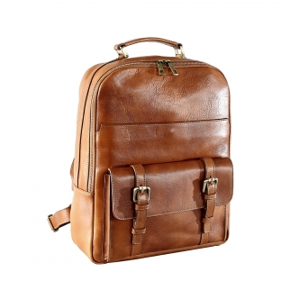 Rucsac pentru laptop din piele naturala, miere, R127C