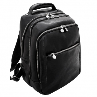 Rucsac pentru laptop din piele naturala vachetta, negru, R40