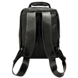Rucsac pentru laptop din piele naturala vachetta, negru, R40