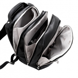 Rucsac pentru laptop din piele naturala vachetta, negru, R40