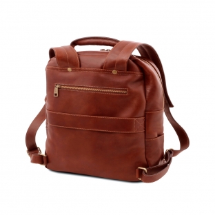 Rucsac pentru laptop din piele naturala vachetta, coniac,R40